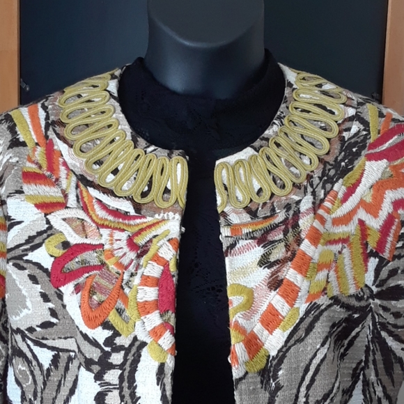 Chicos Multicolored Embroidered Jacket - Picture 3 of 14